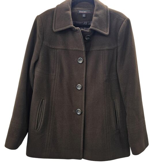 Jason Kole Jackets & Blazers - Jason Kole Coat Womens Large Brown Wool Blend Mid Length Jacket Blazer Lined